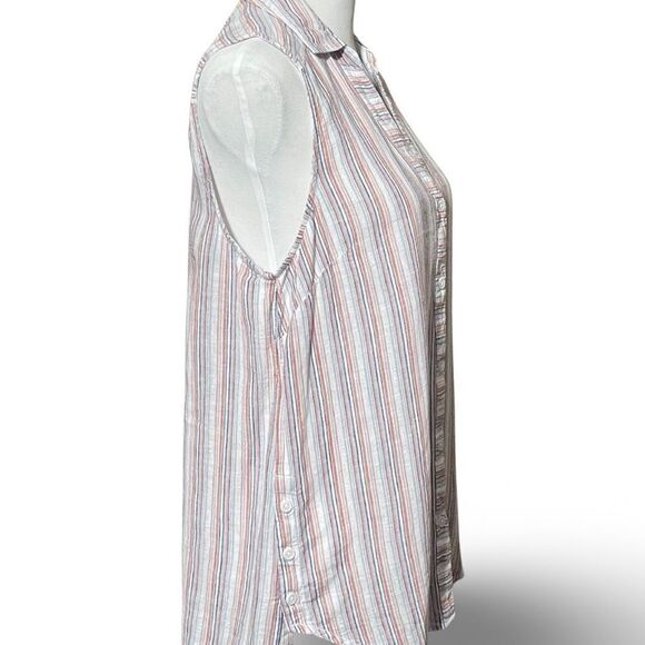 BEACHLUNCHLOUNGE Lightweight, Striped, Sleeveless, Button Down Top, Size S - Picture 6 of 8